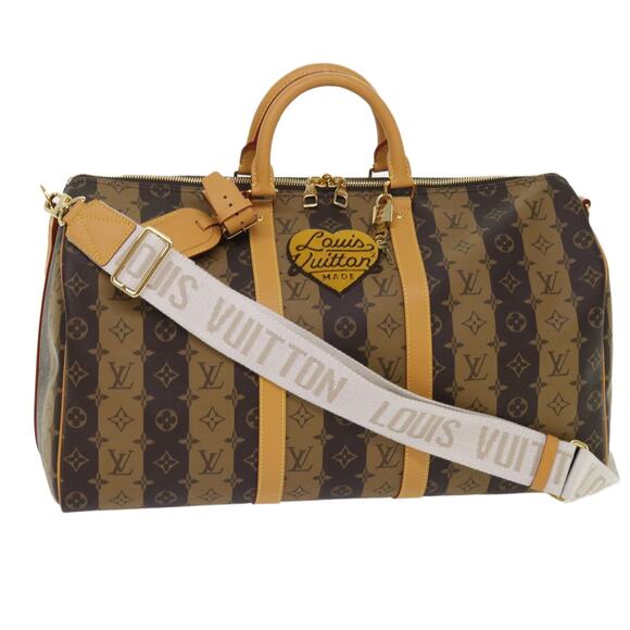 LOUIS VUITTON Monogram Stripe Keepall Bandouliere 50 Bag M45967 - Picture 1 of 16